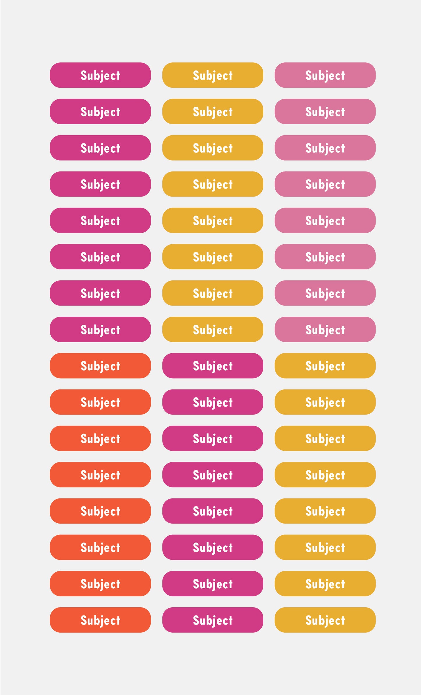 Subject Labels - Studio Era
