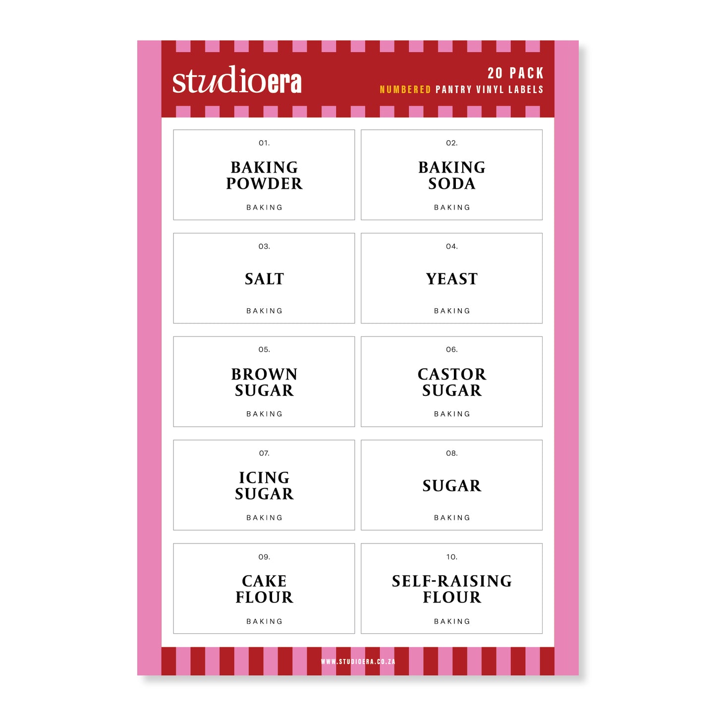 Numbered Baking Labels | 20 Pack