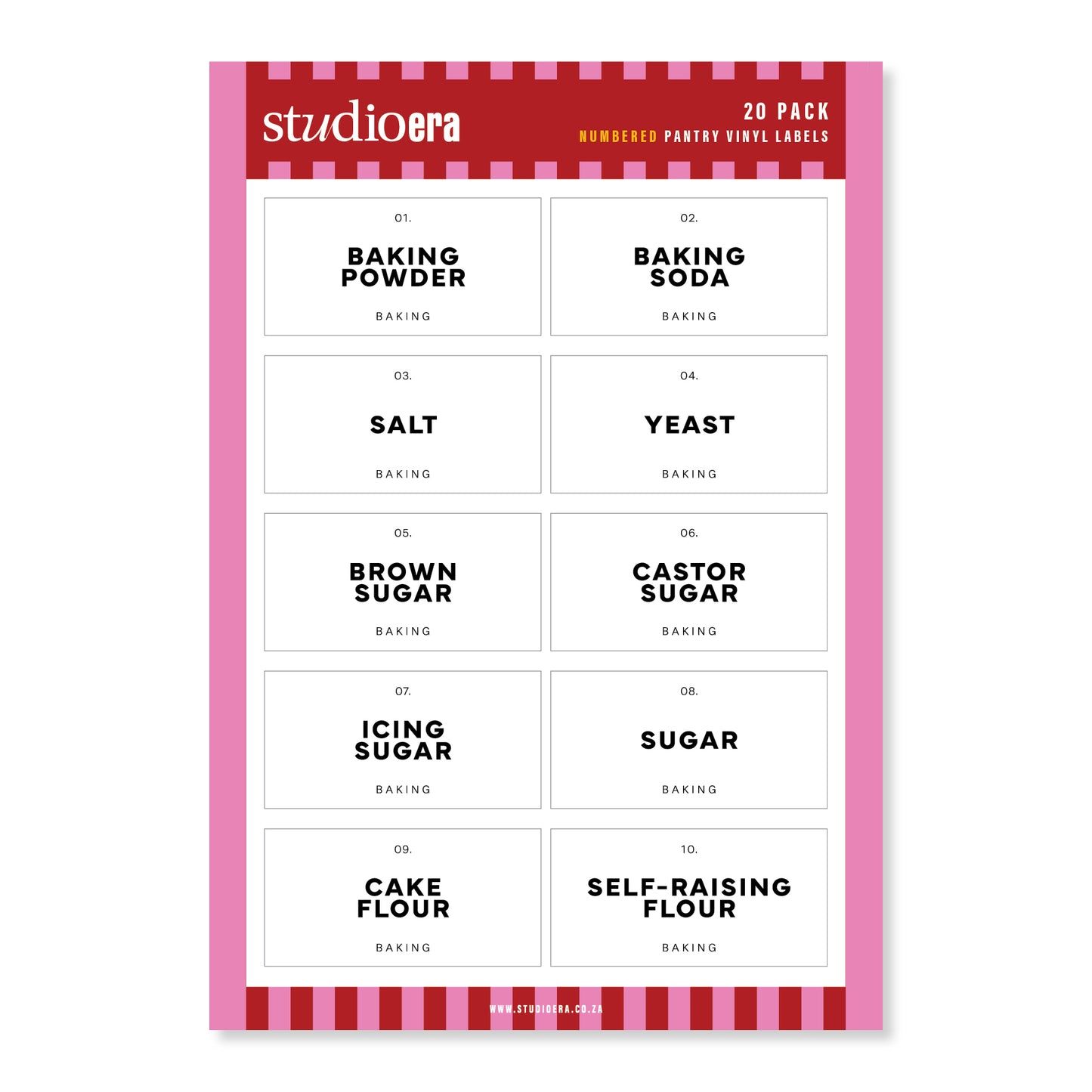 Numbered Baking Labels | 20 Pack