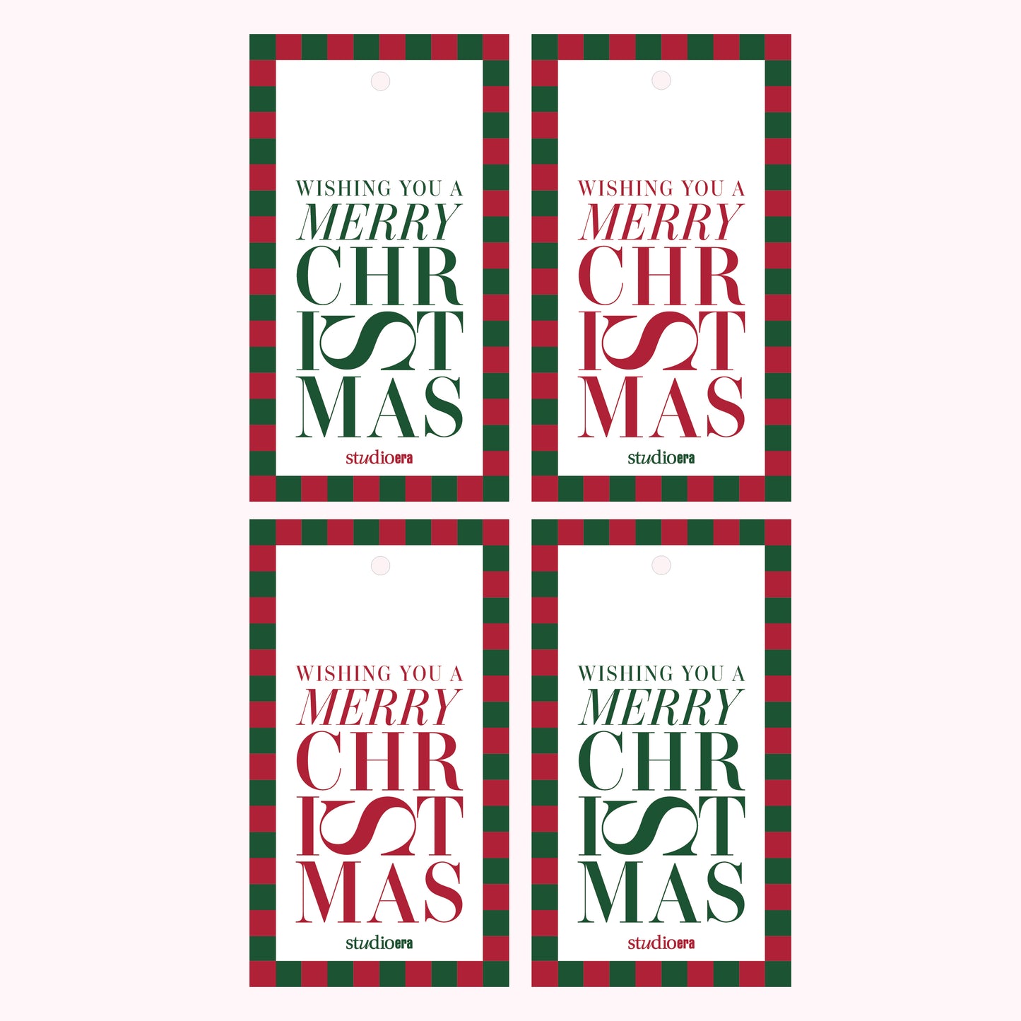 Merry Christmas Gift Tags – 4 Pack - Red & Green