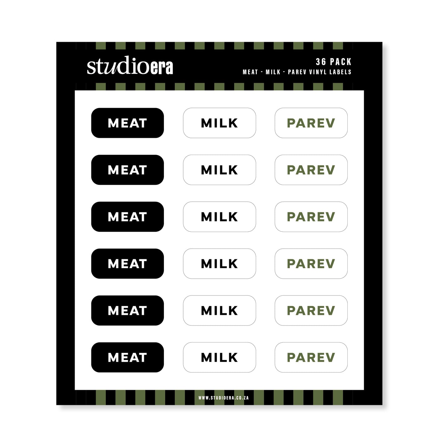 Meat, Milk & Parev Labels - Neutral Colour