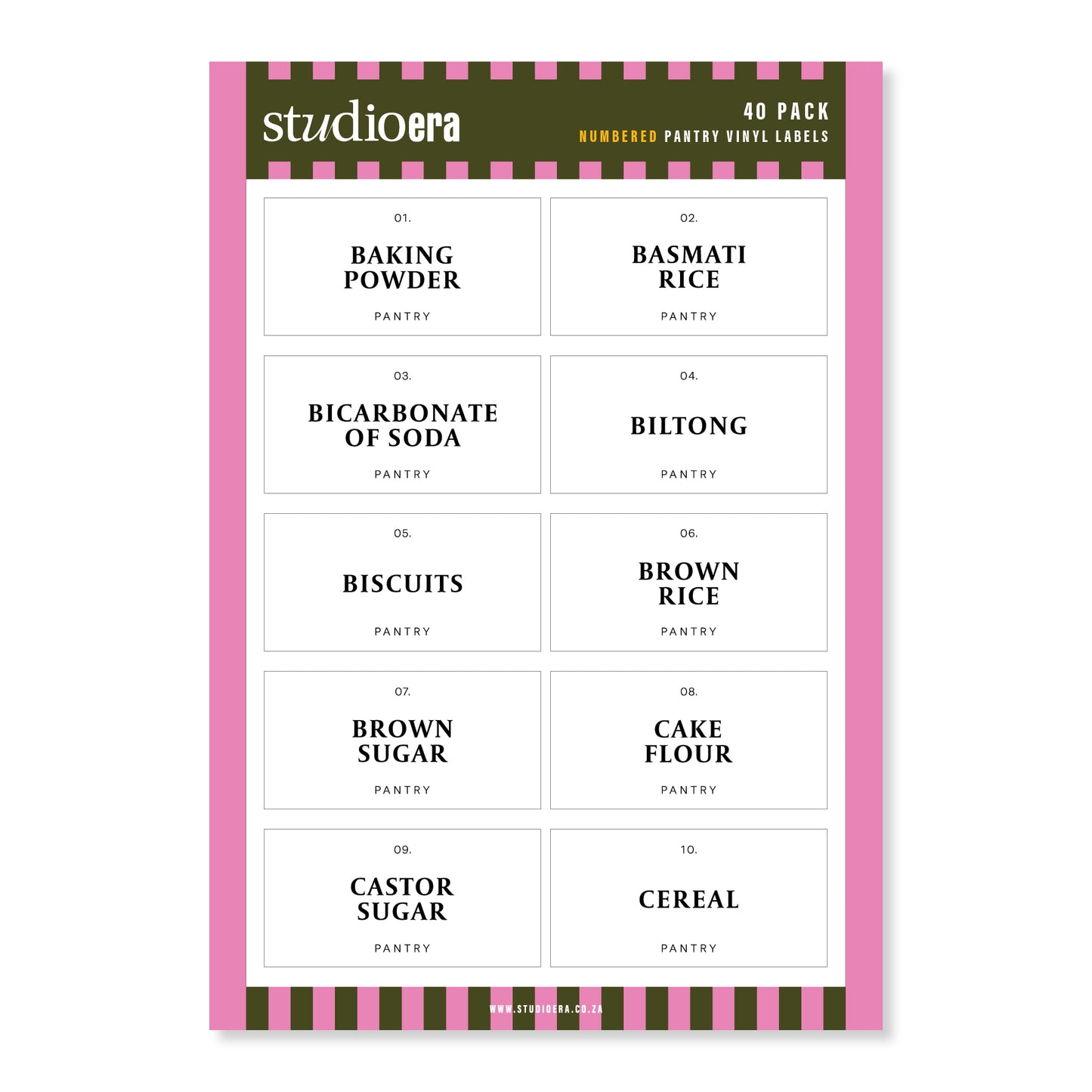 Numbered Pantry Labels | 40 Pack