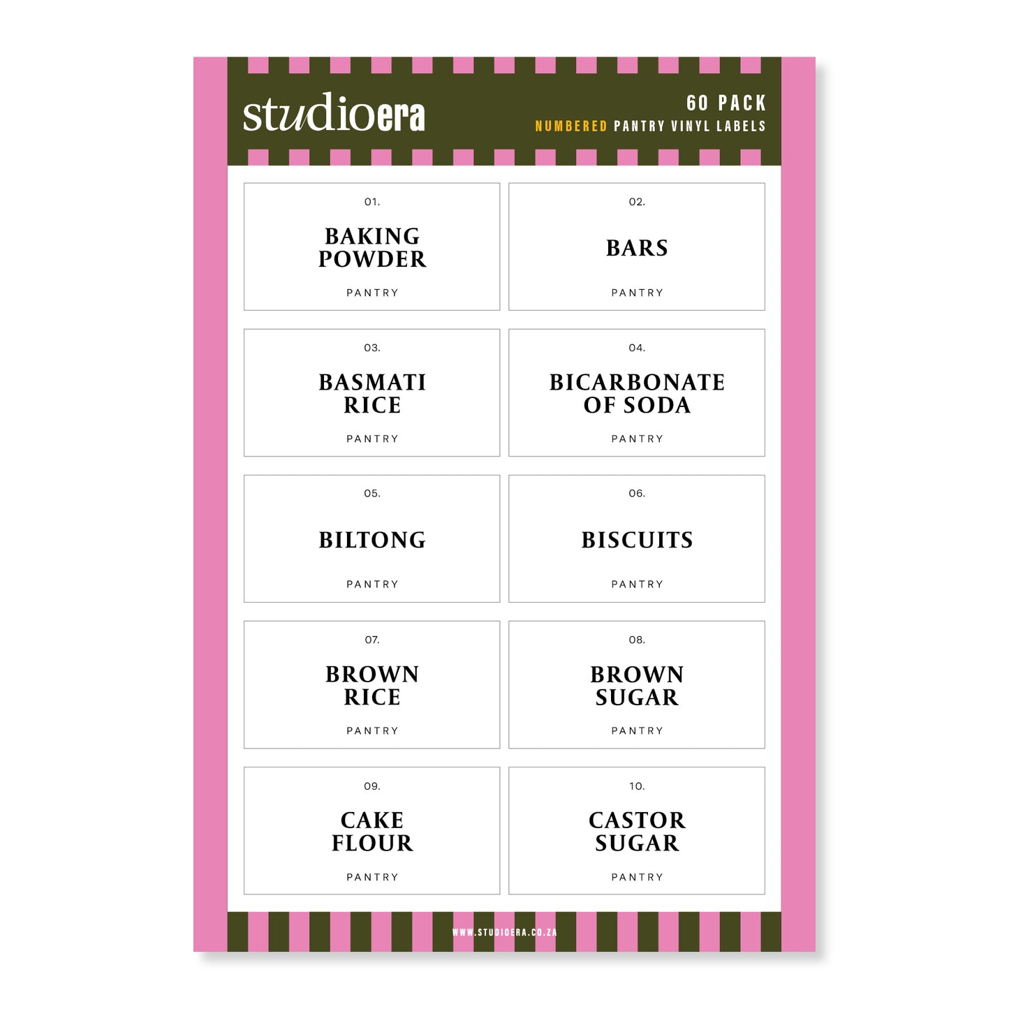 Numbered Pantry Labels | 60 Pack