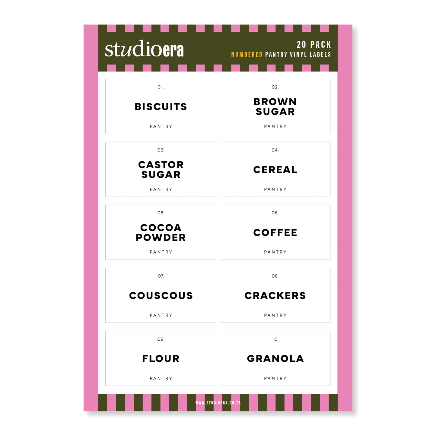 Numbered Pantry Labels | 20 Pack