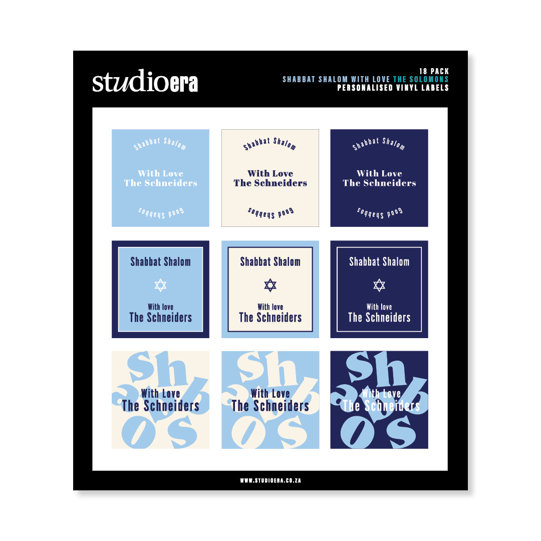 Personalised Shabbat Shalom Gifting Stickers | Colour Burst Collection - Studio Era
