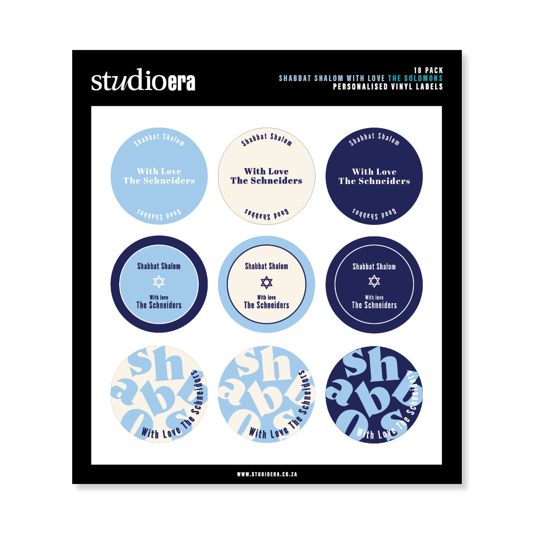 Personalised Shabbat Shalom Gifting Stickers | Colour Burst Collection - Studio Era