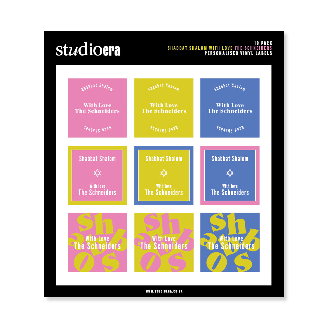 Personalised Shabbat Shalom Gifting Stickers | Colour Burst Collection - Studio Era