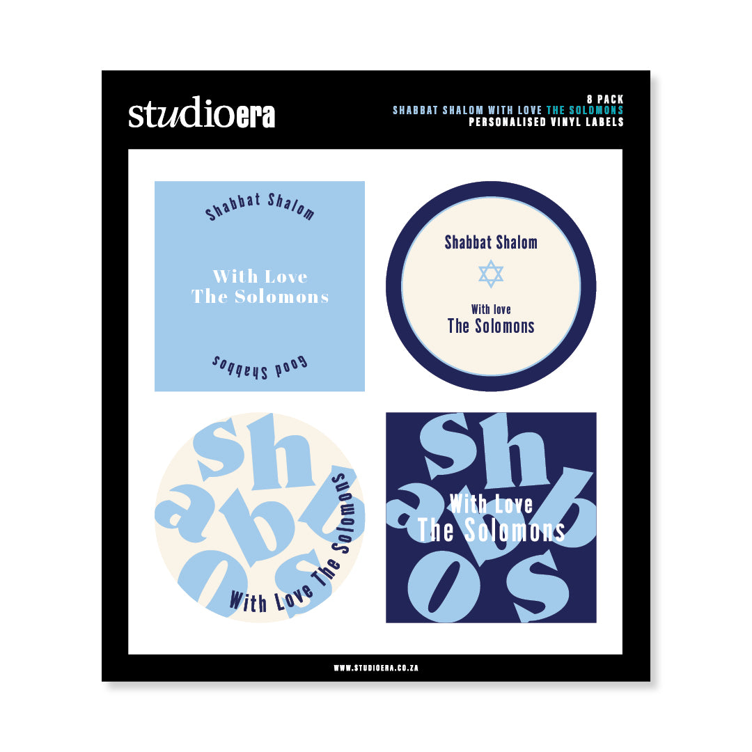 Personalised Shabbat Shalom Gifting Stickers | Colour Burst Collection - Studio Era