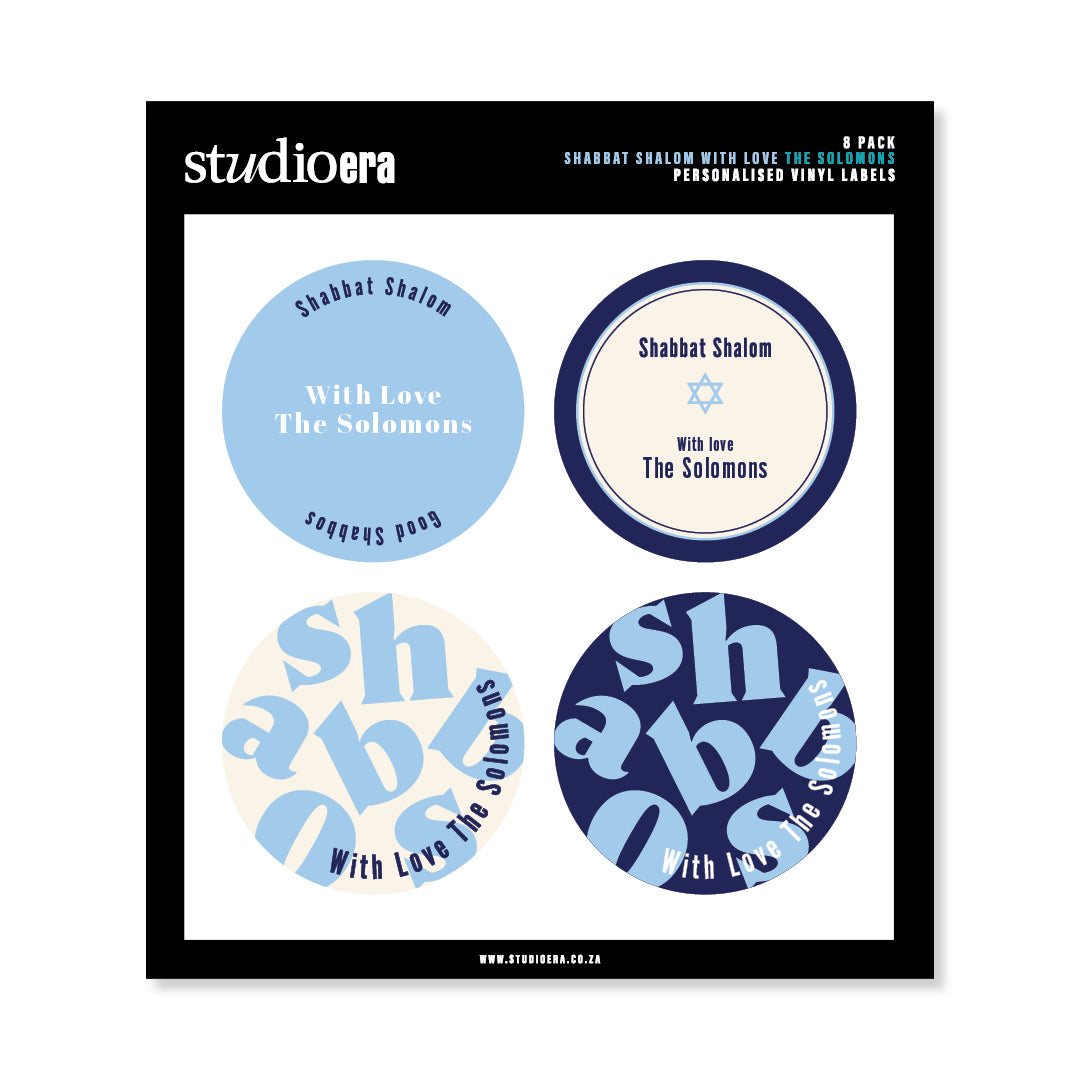 Personalised Shabbat Shalom Gifting Stickers | Colour Burst Collection - Studio Era