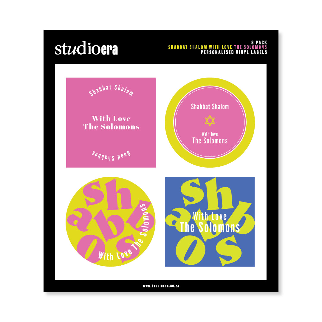 Personalised Shabbat Shalom Gifting Stickers | Colour Burst Collection - Studio Era