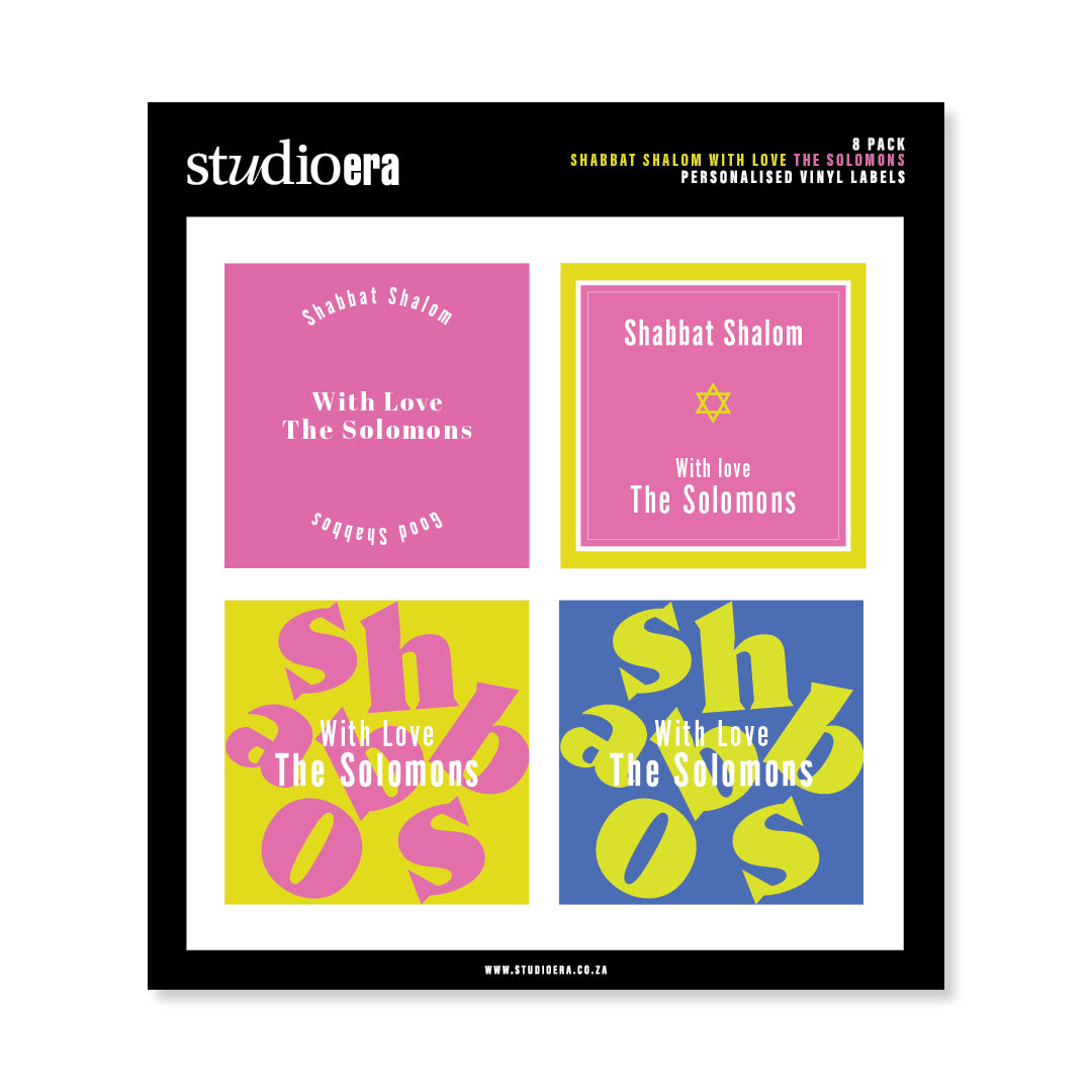 Personalised Shabbat Shalom Gifting Stickers | Colour Burst Collection - Studio Era