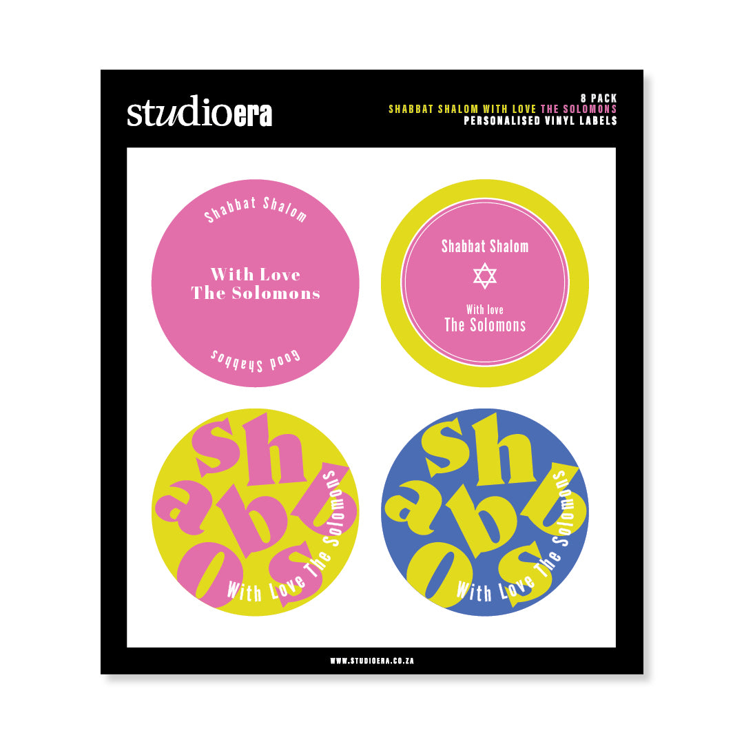 Personalised Shabbat Shalom Gifting Stickers | Colour Burst Collection - Studio Era