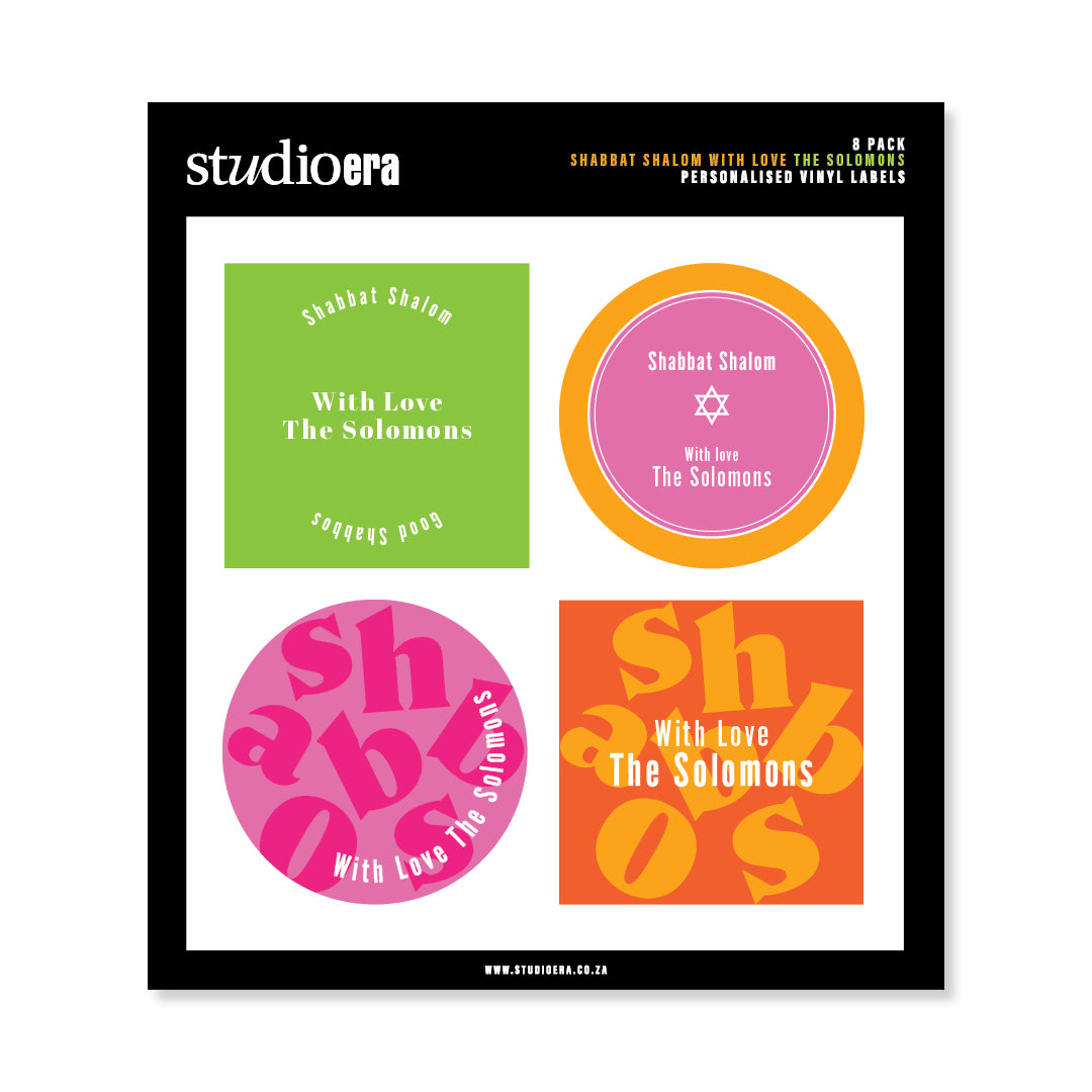 Personalised Shabbat Shalom Gifting Stickers | Colour Burst Collection - Studio Era