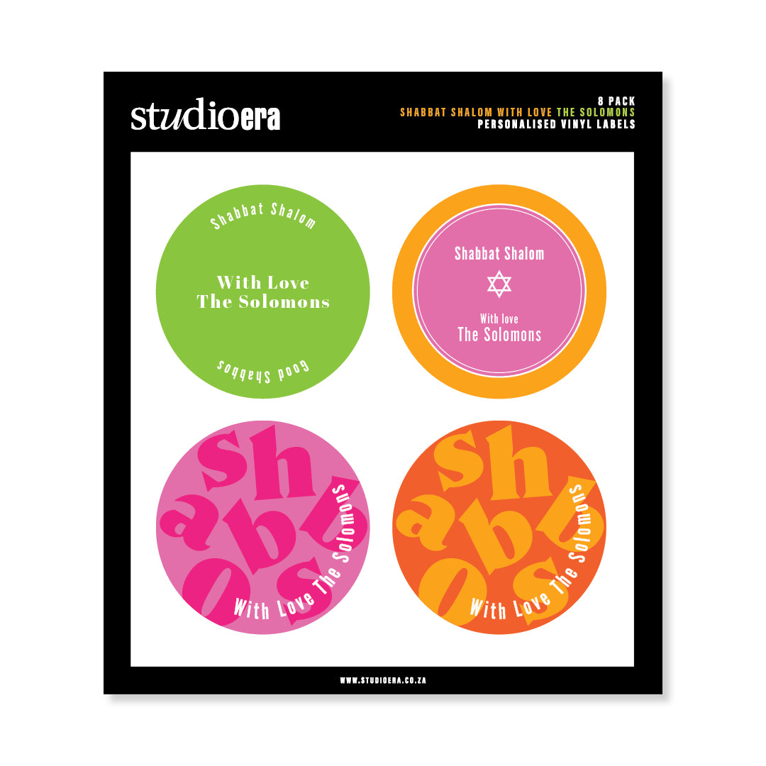 Personalised Shabbat Shalom Gifting Stickers | Colour Burst Collection - Studio Era