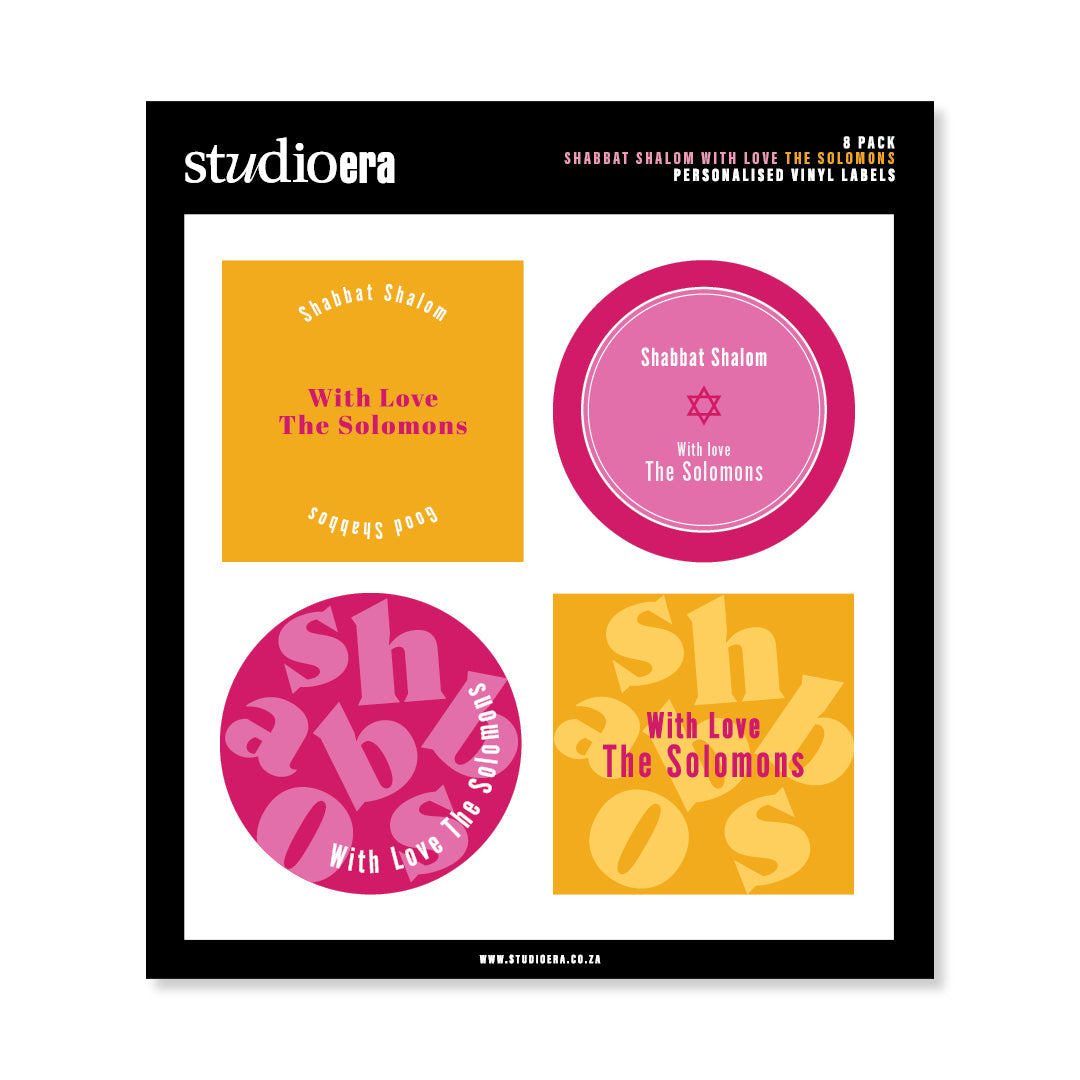 Personalised Shabbat Shalom Gifting Stickers | Colour Burst Collection - Studio Era