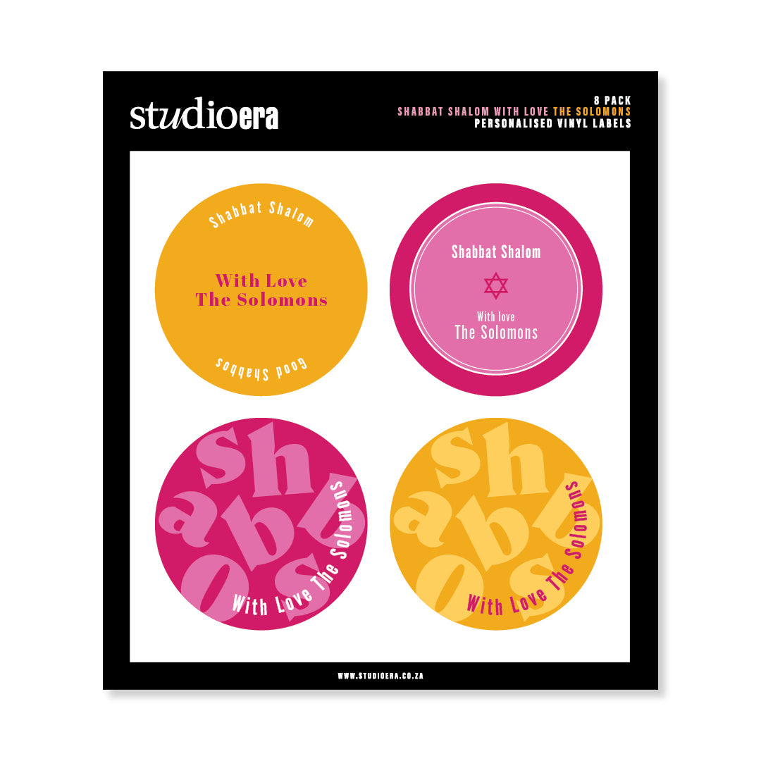 Personalised Shabbat Shalom Gifting Stickers | Colour Burst Collection - Studio Era