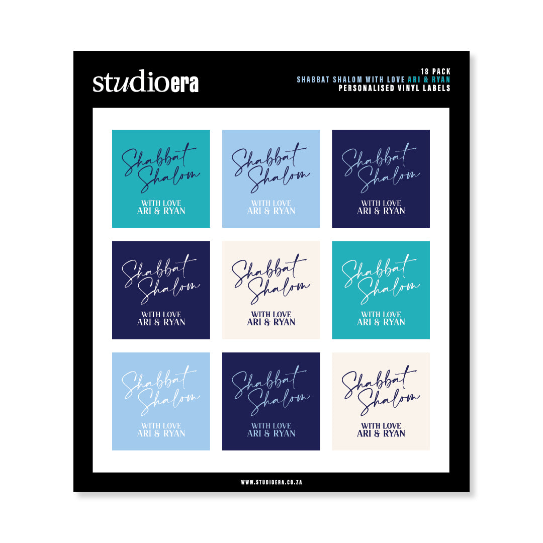 Personalised Shabbat Shalom Gifting Stickers | Classic Script Collection - Studio Era