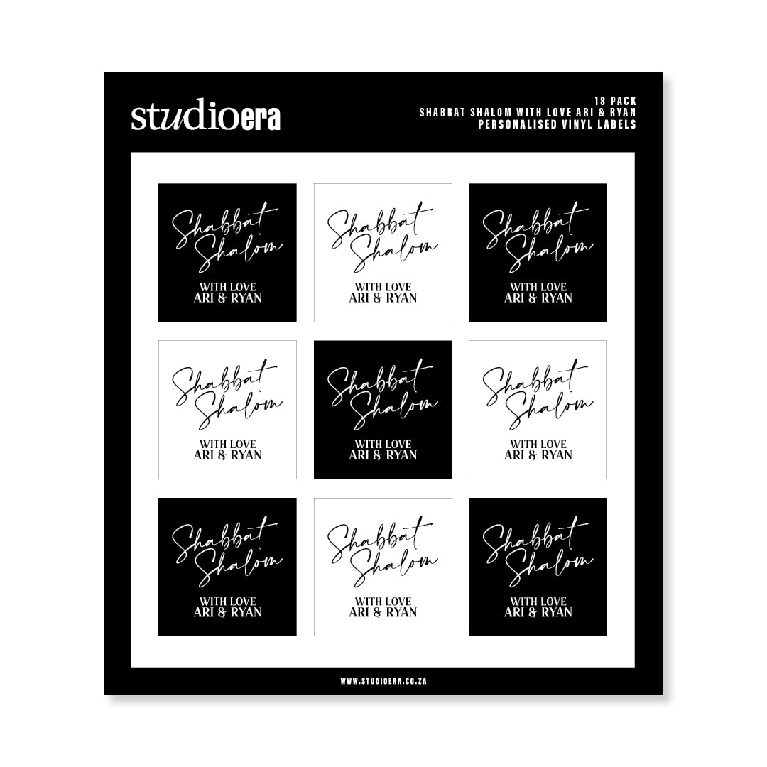 Personalised Shabbat Shalom Gifting Stickers | Classic Script Collection - Studio Era