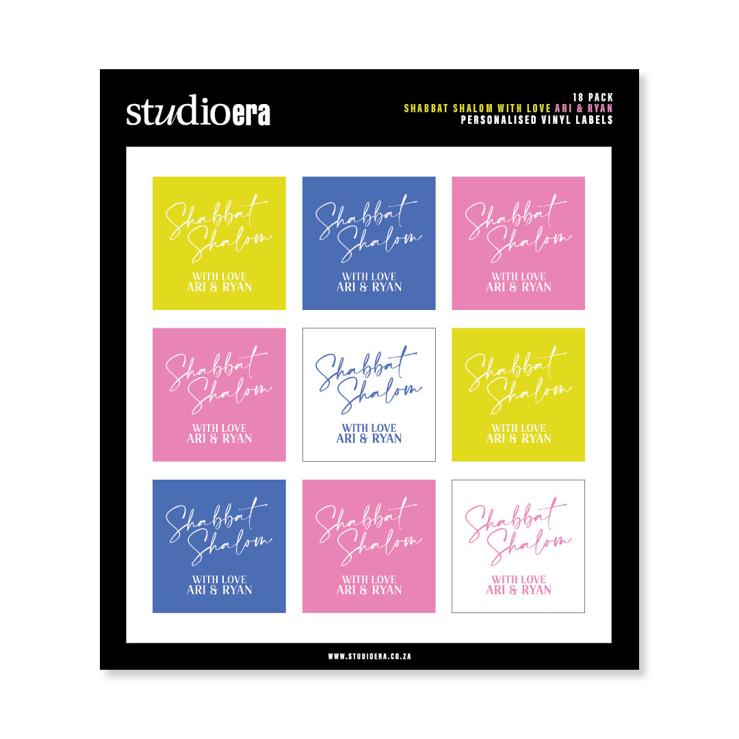 Personalised Shabbat Shalom Gifting Stickers | Classic Script Collection - Studio Era
