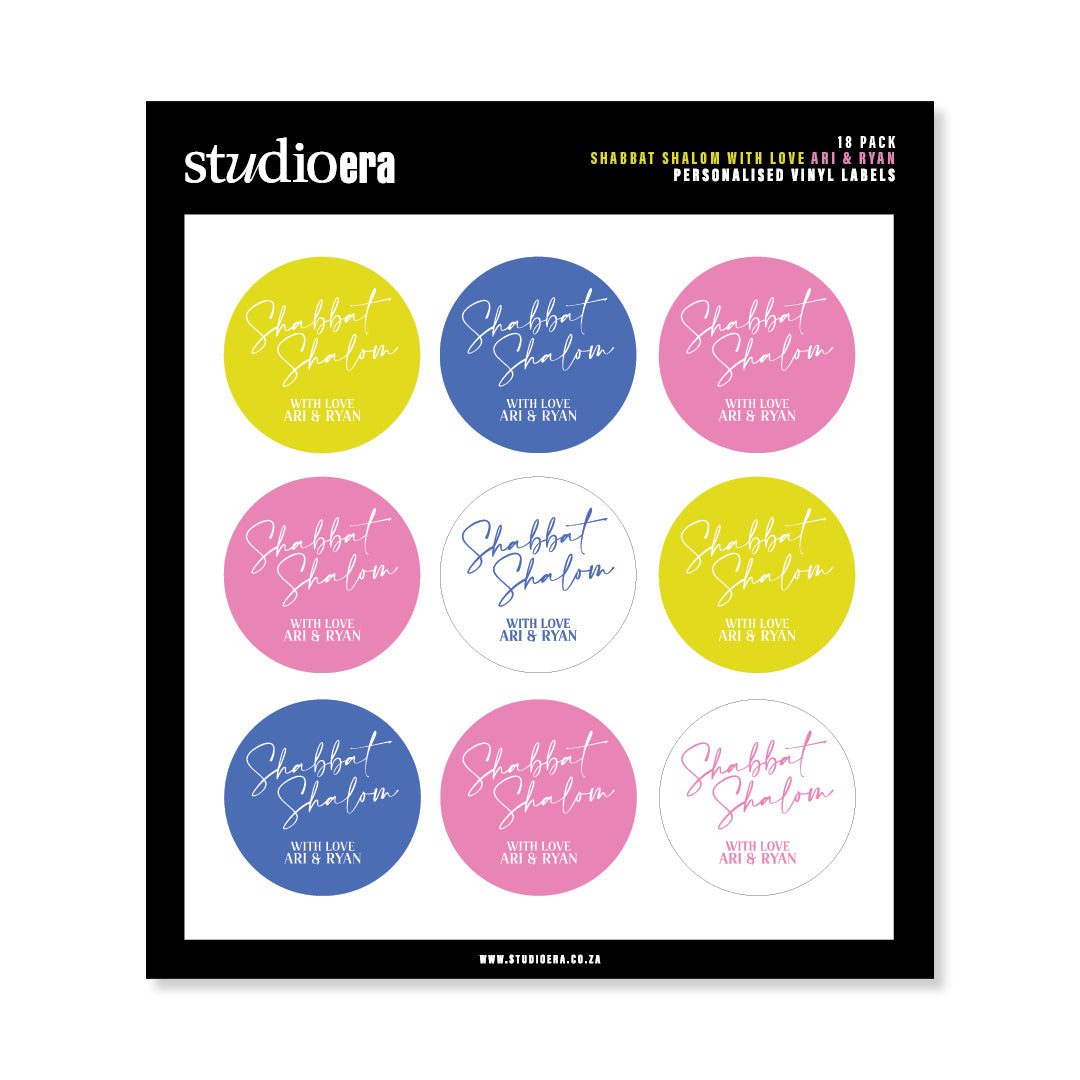 Personalised Shabbat Shalom Gifting Stickers | Classic Script Collection - Studio Era