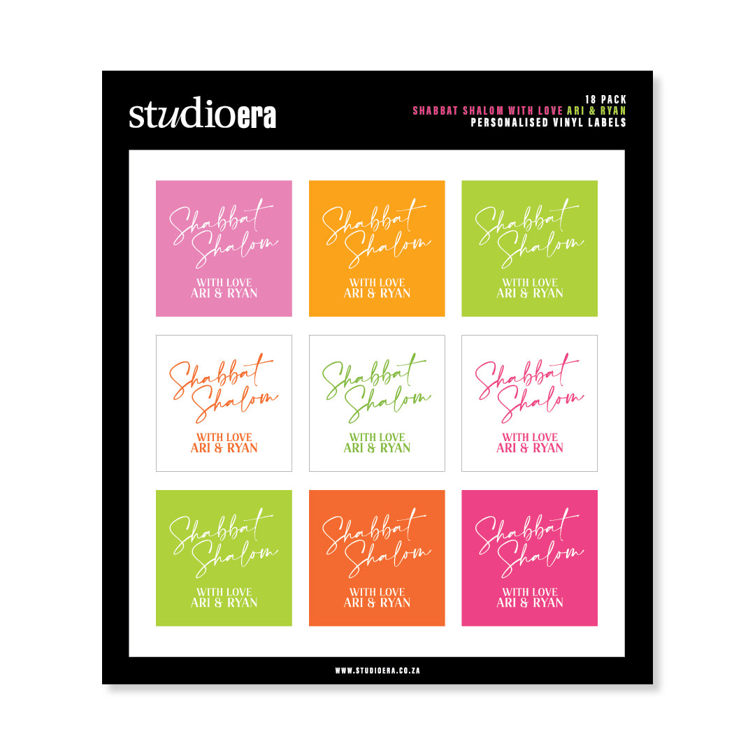 Personalised Shabbat Shalom Gifting Stickers | Classic Script Collection - Studio Era