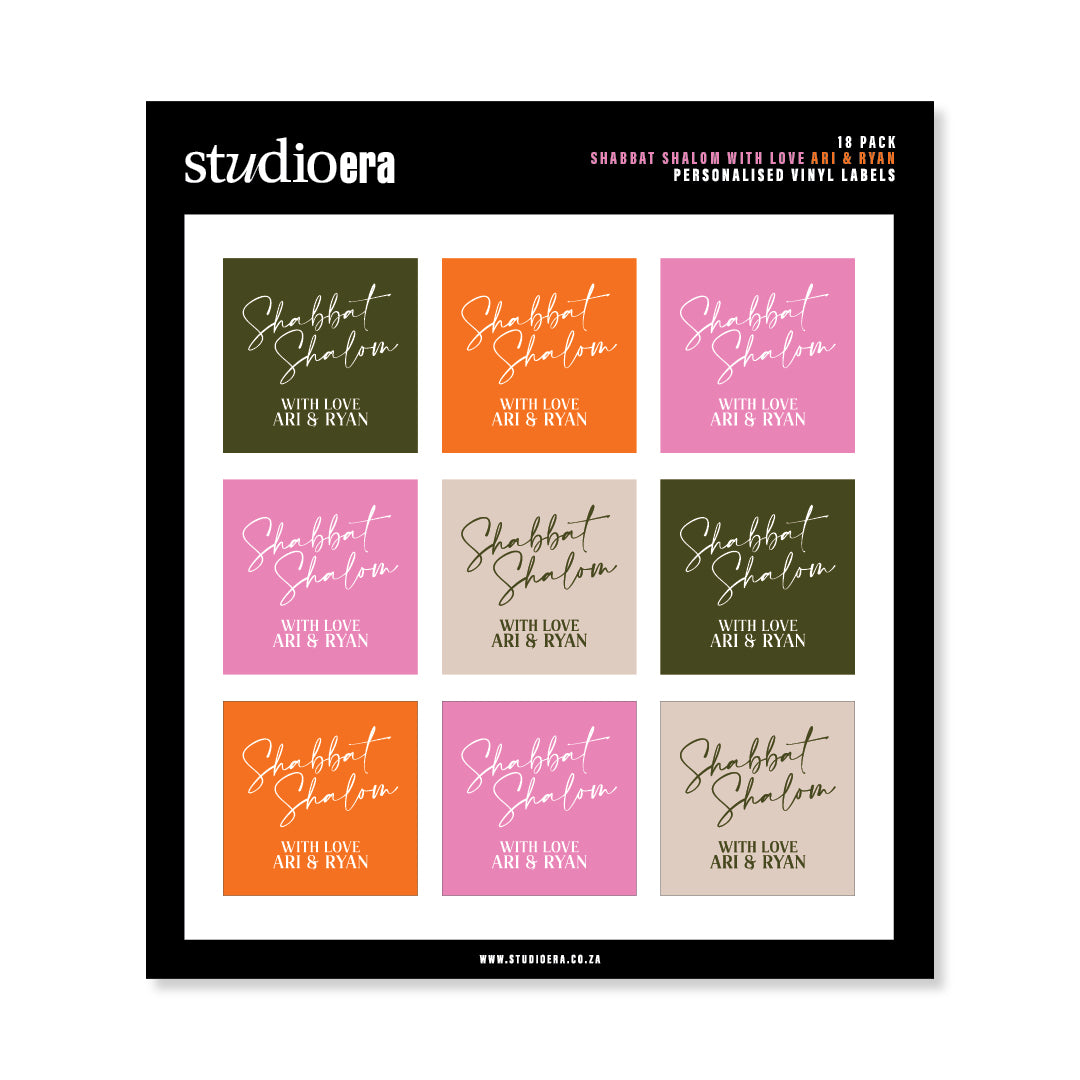 Personalised Shabbat Shalom Gifting Stickers | Classic Script Collection - Studio Era