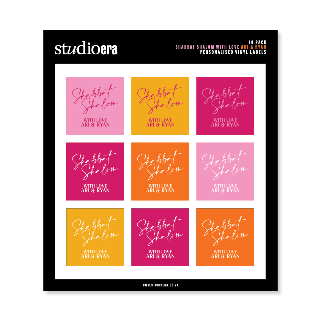 Personalised Shabbat Shalom Gifting Stickers | Classic Script Collection - Studio Era