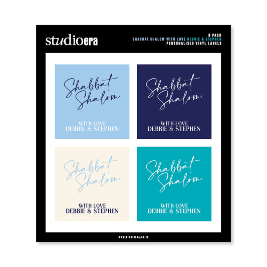 Personalised Shabbat Shalom Gifting Stickers | Classic Script Collection - Studio Era