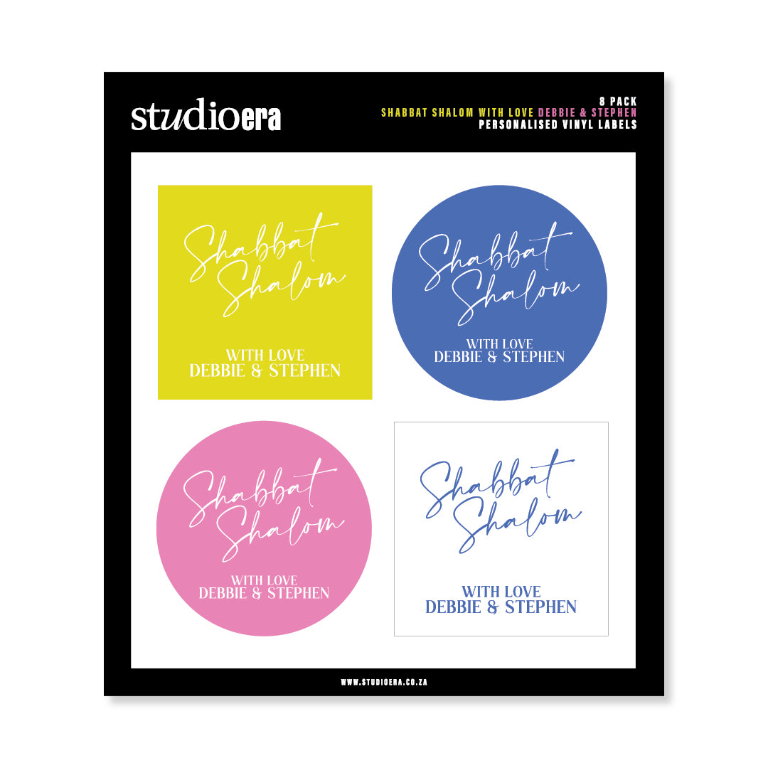 Personalised Shabbat Shalom Gifting Stickers | Classic Script Collection - Studio Era