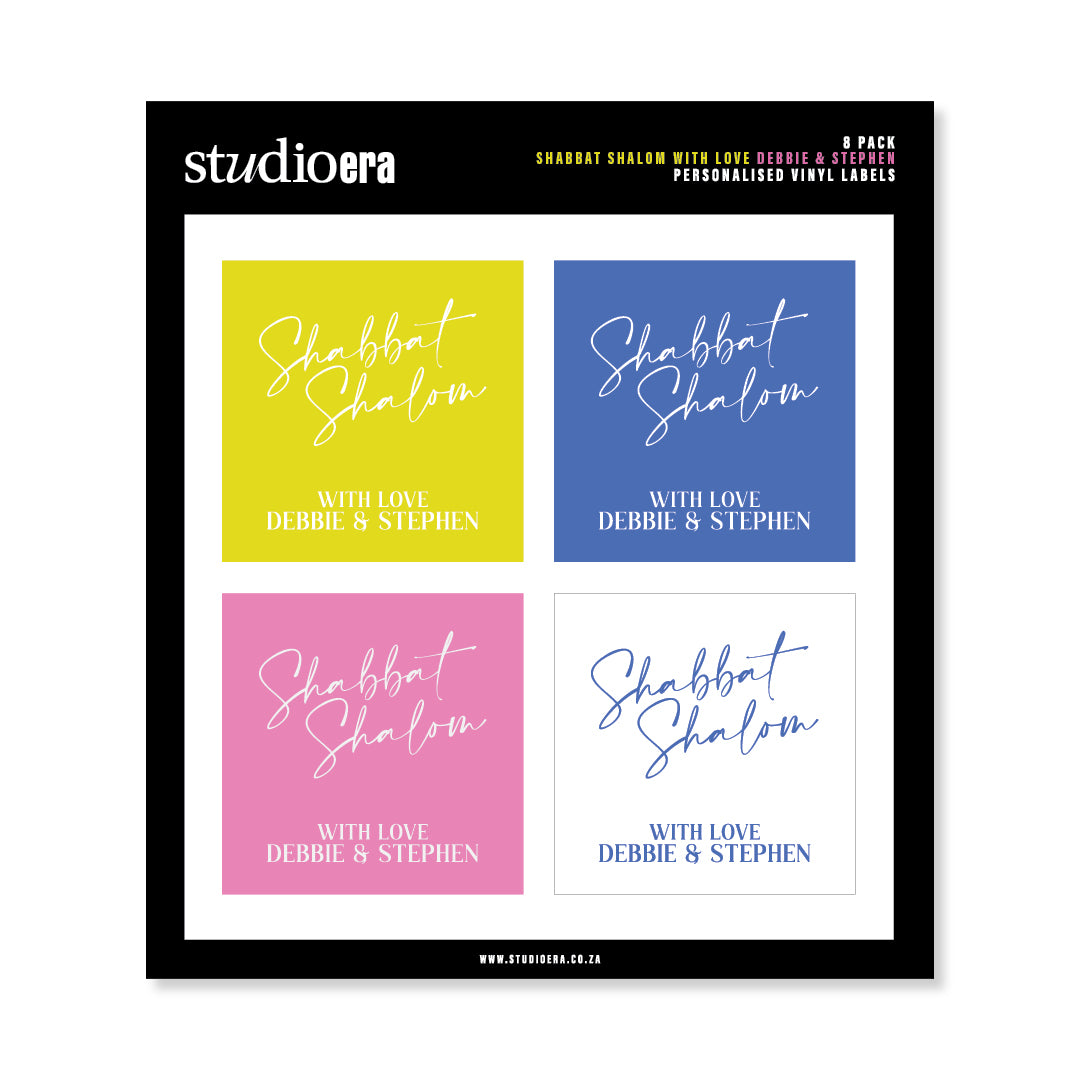 Personalised Shabbat Shalom Gifting Stickers | Classic Script Collection - Studio Era
