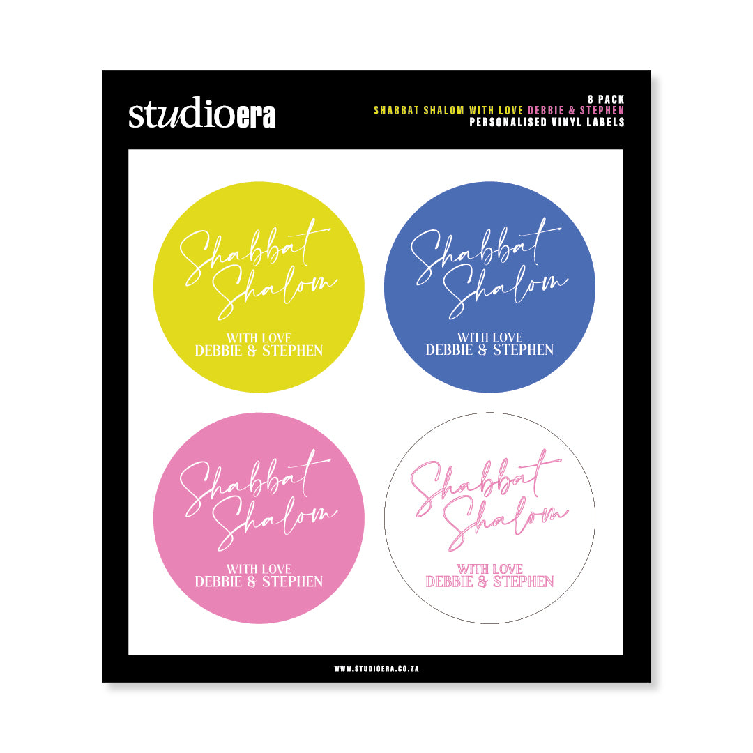 Personalised Shabbat Shalom Gifting Stickers | Classic Script Collection - Studio Era