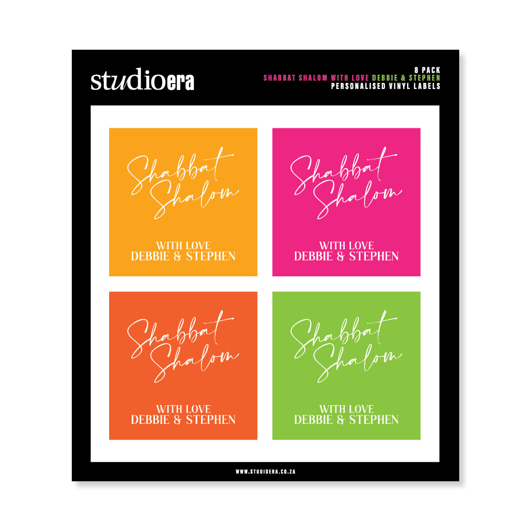 Personalised Shabbat Shalom Gifting Stickers | Classic Script Collection - Studio Era
