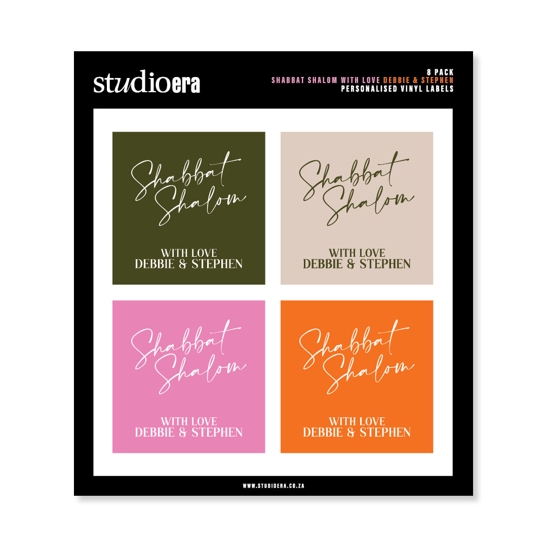 Personalised Shabbat Shalom Gifting Stickers | Classic Script Collection - Studio Era