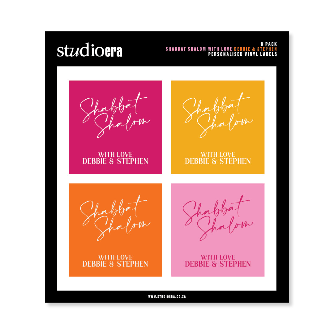Personalised Shabbat Shalom Gifting Stickers | Classic Script Collection - Studio Era