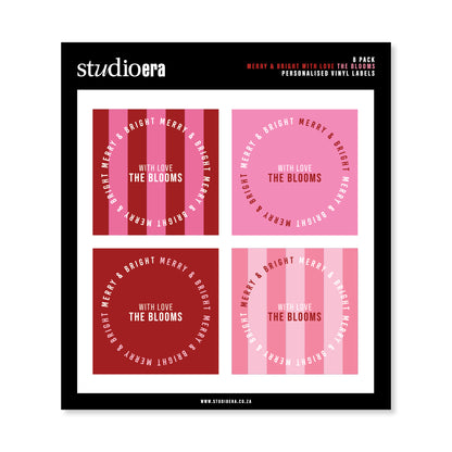 Personalised Christmas Stickers | Merry & Bright Striped