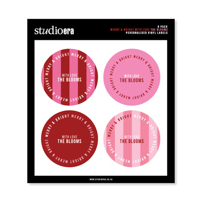 Personalised Christmas Stickers | Merry & Bright Striped