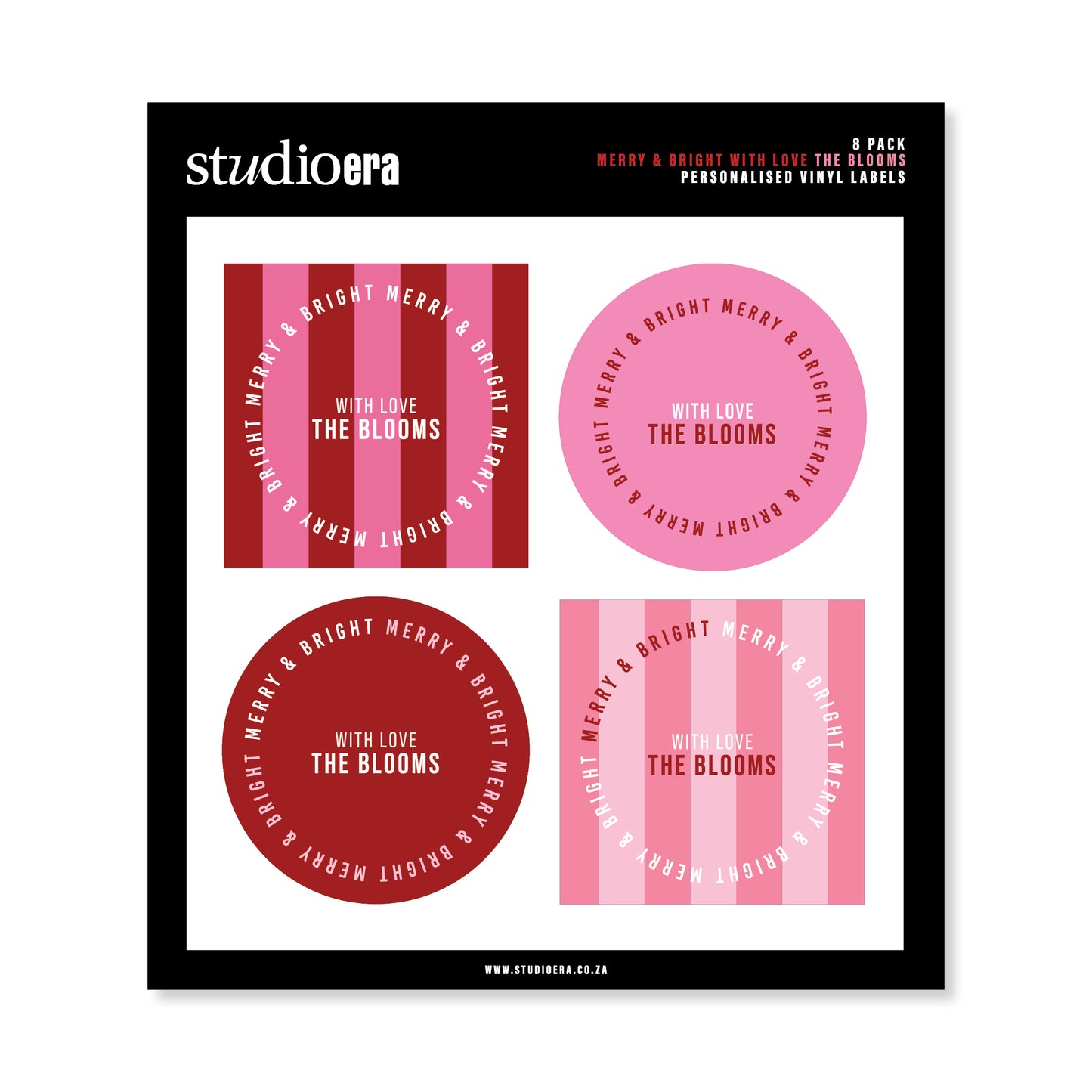 Personalised Christmas Stickers | Merry & Bright Striped