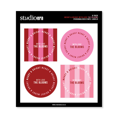 Personalised Christmas Stickers | Merry & Bright Striped
