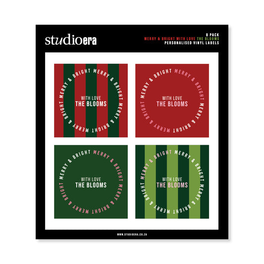 Personalised Christmas Stickers | Merry & Bright Striped