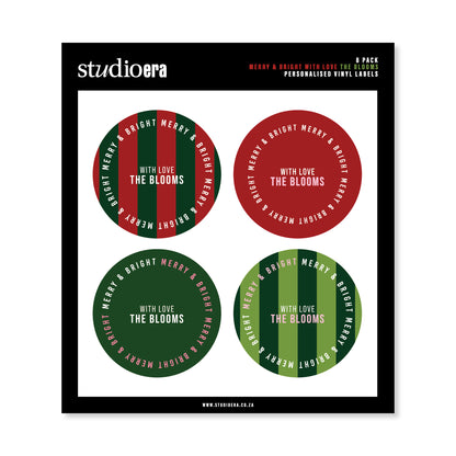 Personalised Christmas Stickers | Merry & Bright Striped