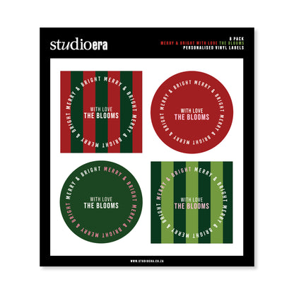 Personalised Christmas Stickers | Merry & Bright Striped