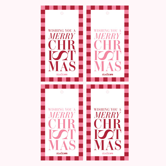 Merry Christmas Gift Tags – 4 Pack - Pink & Red