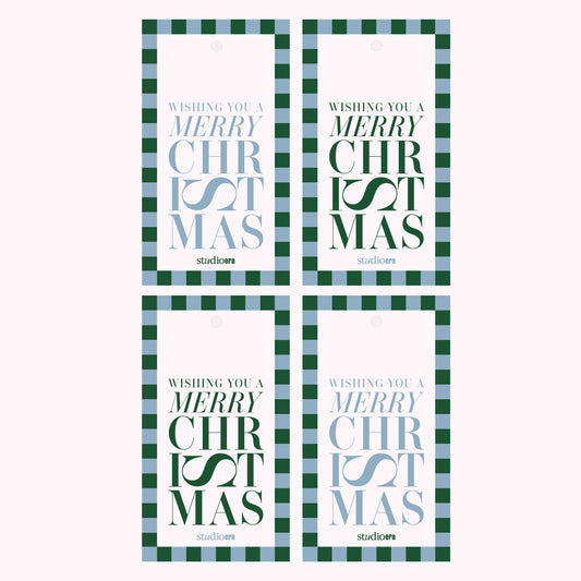 Merry Christmas Gift Tags – 4 Pack - Blue & Green