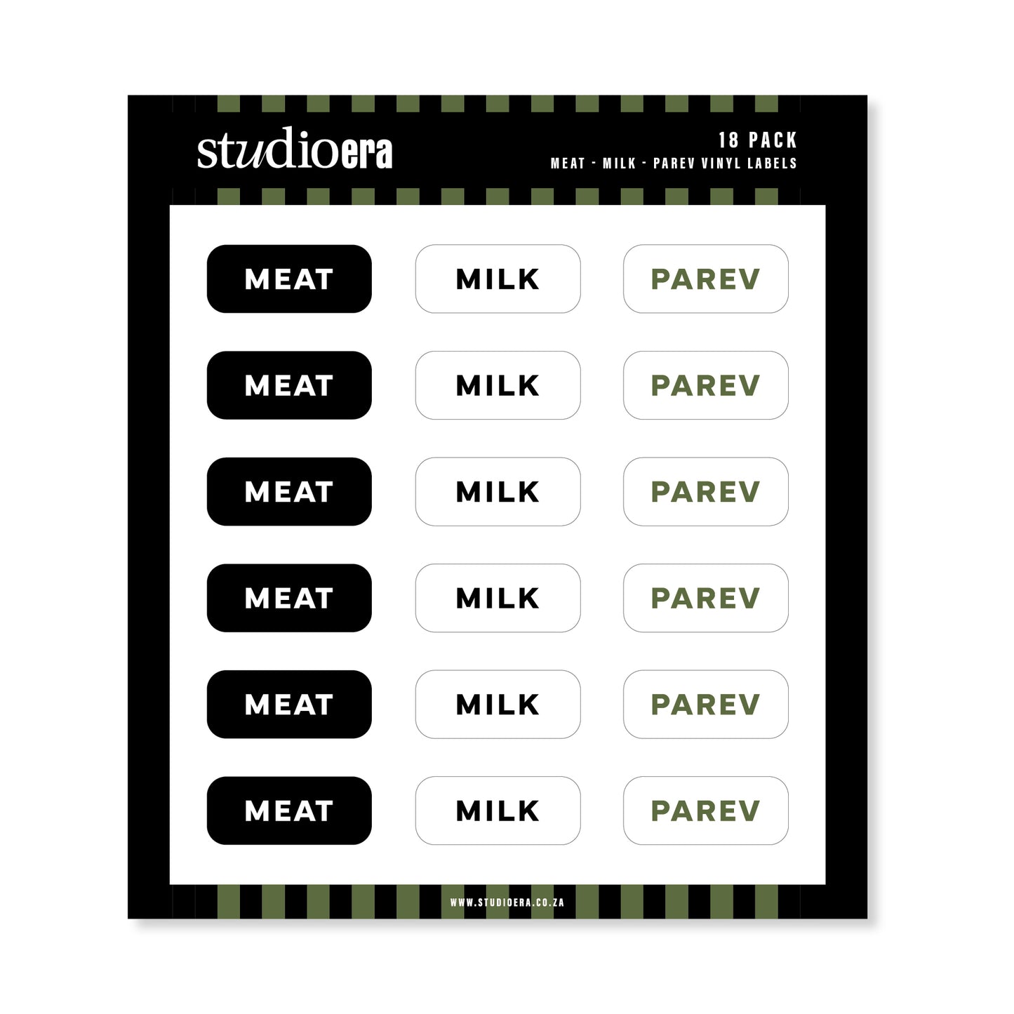 Meat, Milk & Parev Labels - Neutral Colour