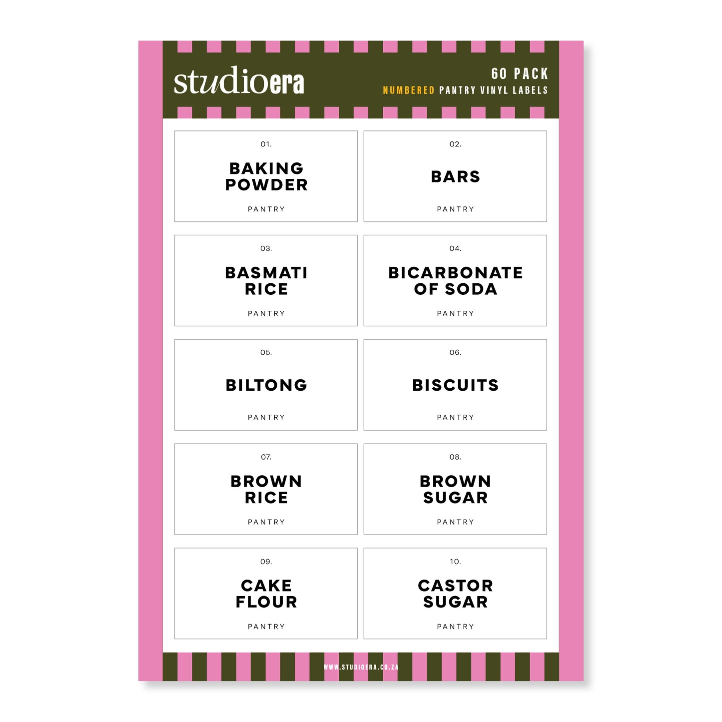 Numbered Pantry Labels | 60 Pack