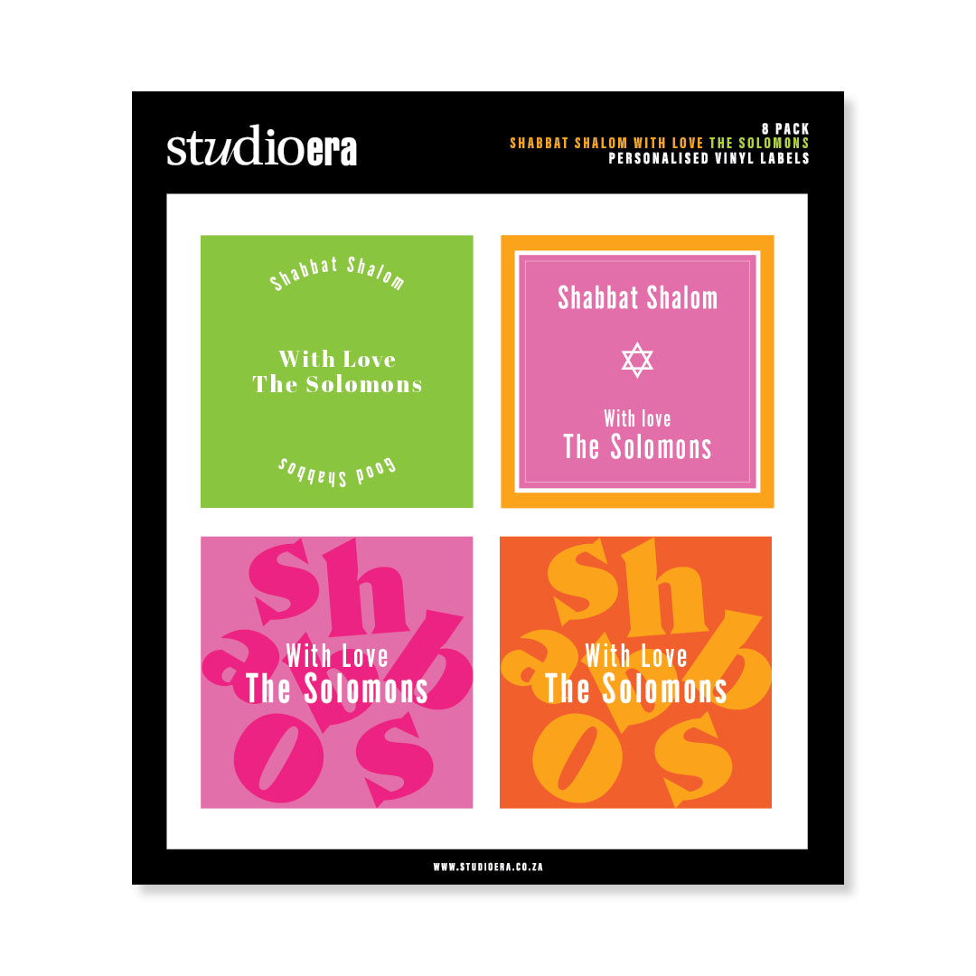 Personalised Shabbat Shalom Gifting Stickers | Colour Burst Collection - Studio Era