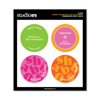 Personalised Shabbat Shalom Gifting Stickers | Colour Burst Collection - Studio Era