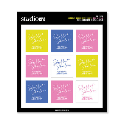 Personalised Shabbat Shalom Gifting Stickers | Classic Script Collection - Studio Era