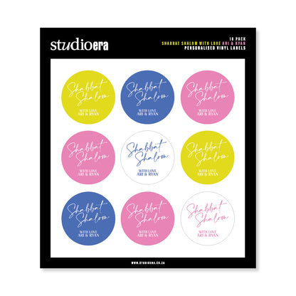 Personalised Shabbat Shalom Gifting Stickers | Classic Script Collection - Studio Era