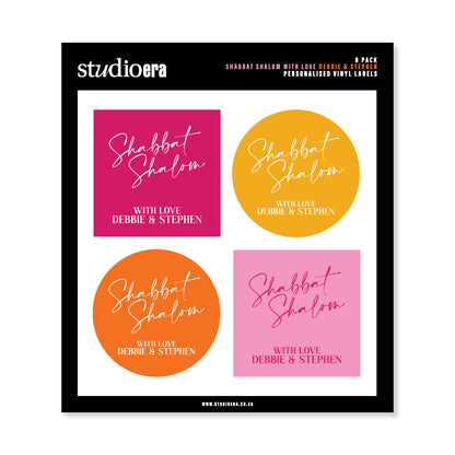 Personalised Shabbat Shalom Gifting Stickers | Classic Script Collection - Studio Era